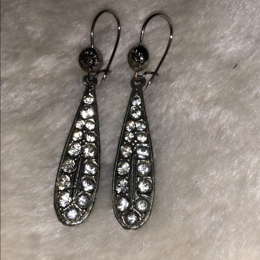 Inch long retro rhinestone earrings